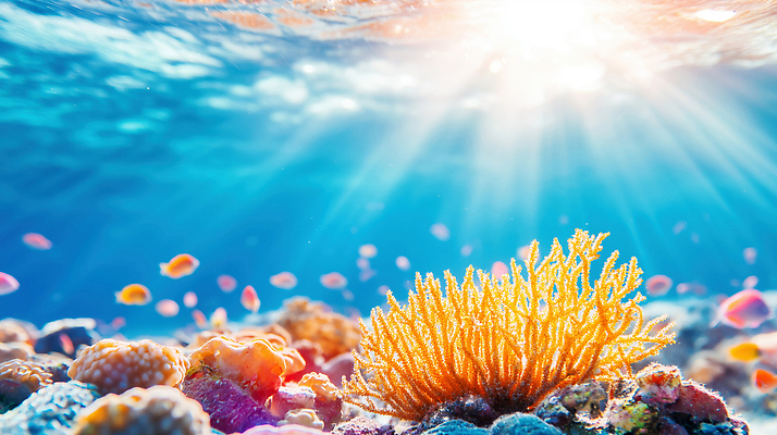 JPG 식물 편집이미지 바다 자연 어류 햇빛 바닷속 해저 수중 수중동물 탐험 수면 산호초 생태계 이미지편집 AI컴퓨터그래픽 AI콘텐츠 동물 물 태양 수중식물 파일형식