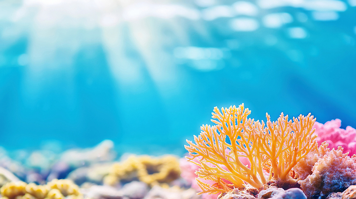JPG 편집이미지 바다 컬러 생물 물 햇빛 바닷속 해저 수중 수중동물 수면 산호 산호초 생태계 깊이 이미지편집 AI컴퓨터그래픽 AI콘텐츠 자연요소 동물 태양 수중식물 자포동물 파일형식