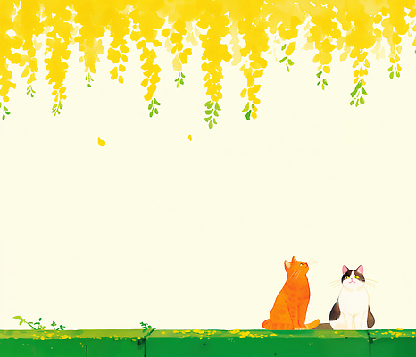 JPG 나무 동물 응시 일러스트 자연 하늘 친구 장미 평화 귀여움 정원 고양이 시간 장면 뷰티풀 오후 차분 국내일러스트 AI일러스트 AI콘텐츠 식물 시선 꽃 컨셉 포유류 관계 반려동물 생태계 파일형식