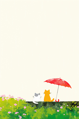 JPG 동물 응시 꽃 컬러 일러스트 우산 자연 날씨 앉기 풍경 일상 빨간색 여름 반려동물 농장 정원 고양이 외출 흐림 국내일러스트 AI일러스트 AI콘텐츠 식물 시선 계절 농업 포유류 모션 라이프 생태계 파일형식