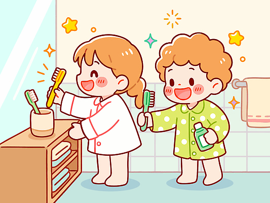 어린이 일러스트 가족 놀이 아침 건강 웃음 일상 친구 욕실 양치 칫솔 저녁 즐거움 세면대 준비 화장실 치약 소통 국내일러스트 AI파일 주간 감정 컨셉 관계 표정 사람 라이프 위생용품 청결 야간 파일형식 벡터