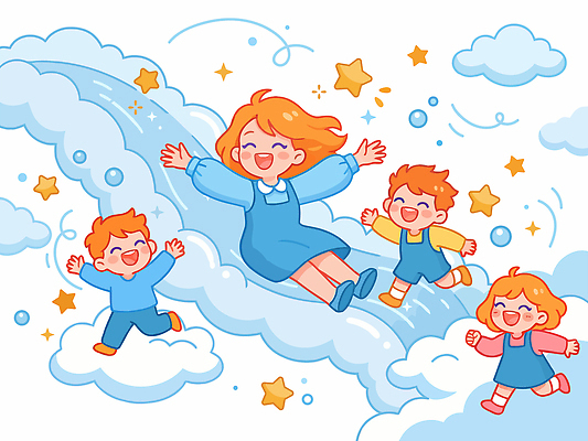 행복 감정 별 어린이 일러스트 가족 상상 놀이 하늘 함께함 미소 소녀 친구 달리기 자유 시간 즐거움 그림 소꿉놀이 국내일러스트 AI파일 자연요소 여자 컨셉 관계 모션 표정 사람 파일형식 벡터