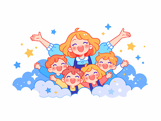 여자 교육 행복 별 어린이 일러스트 가족 모션 상상 놀이 회의 사랑 웃음 친구 만남 축하 아기 작업 체험 즐거움 사교 국내일러스트 AI파일 자연요소 감정 컨셉 비즈니스 관계 표정 사람 파일형식 벡터