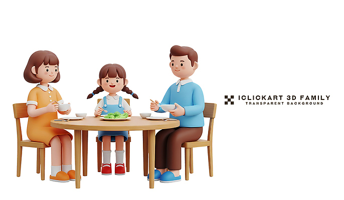 PSD 편집이미지 딸 행복 음식 가족 식탁 아침 함께함 부모 축제 식사 생일 저녁 점심 편집3D 주간 기념일 감정 컨셉 관계 탁자 3D 야간 파일형식