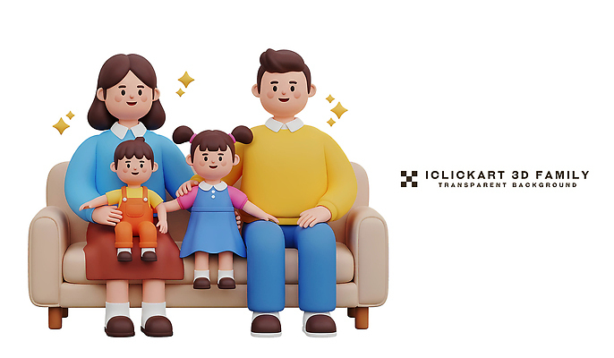 PSD 편집이미지 캐릭터 디자인 딸 행복 아들 어린이 인형 가족 함께함 웃음 부모 소파 장난감 3D Cartoon 편집3D 감정 컨셉 의자 관계 표정 사람 디지털합성 파일형식