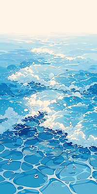 JPG 물결 파도 바다 컬러 일러스트 자연 하늘 아침 바람 풍경 물 반짝임 맑음 수중 물방울 수면 시원함 웨이브 조화 스파클링 청명 국내일러스트 AI일러스트 AI콘텐츠 주간 자연요소 모션 날씨 생태계 파일형식