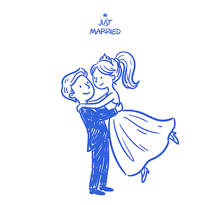 캐릭터 디자인 커플 행복 신랑 결혼 일러스트 관계 결혼식 함께함 사랑 파란색 기쁨 축하 표현 낙서 그림 신혼 장면 손그림 뷰티풀 순간 신랑신부 국내일러스트 AI파일 감정 신부_웨딩 컬러 컨셉 이벤트 파일형식 벡터
