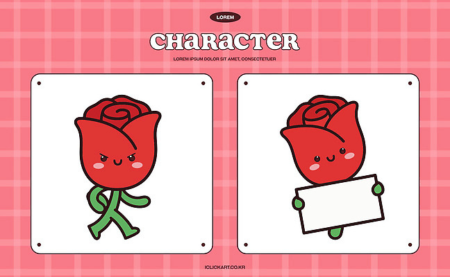 캐릭터 디자인 예술 컬러 백그라운드 컨셉 일러스트 모션 아이디어 웃음 그래픽 장미 걷기 귀여움 표지판 그림 장면 이모티콘 일러캐릭터 AI파일 꽃 알림판 표정 파일형식 벡터