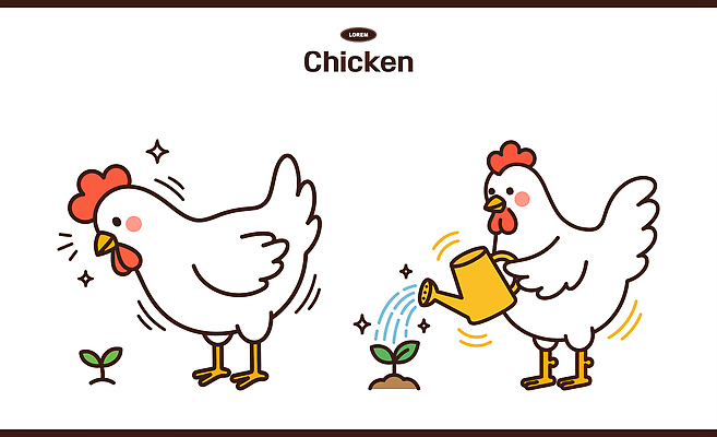 식물 동물 일러스트 자연 생명 날씨 건강 요리 농장 환경 흙 성장 닭 작업 먹이 물주기 그림 소음 수분_꽃가루 일러캐릭터 AI파일 캐릭터 농업 모션 조류 소리 생태계 파일형식 벡터