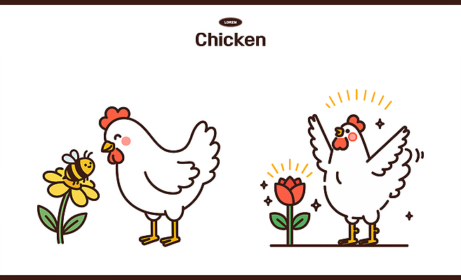 식물 동물 열매 꽃 컬러 일러스트 자연 생명 생활 농장 평화 귀여움 정원 만남 닭 조화 오후 일러캐릭터 AI파일 캐릭터 컨셉 농업 조류 생태계 파일형식 벡터