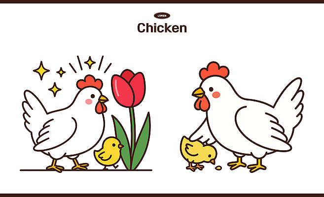 동물 꽃 행복 일러스트 가족 자연 생명 엄마 따뜻함 병아리 농장 귀여움 소리 닭 색칠 축산업 먹이 장면 조화 보살핌 일러캐릭터 AI파일 식물 캐릭터 감정 산업 컨셉 농업 관계 조류 생태계 파일형식 벡터