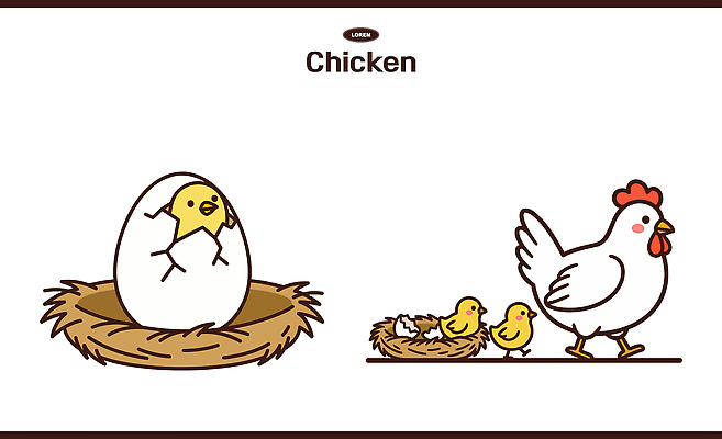 동물 새끼 일러스트 가정 자연 조류 생명 병아리 부모 농장 걷기 알 치킨 성장 닭 출산 둥지 축산업 어미닭 일러캐릭터 AI파일 캐릭터 산업 농업 가족 모션 생태계 닭고기요리 파일형식 벡터