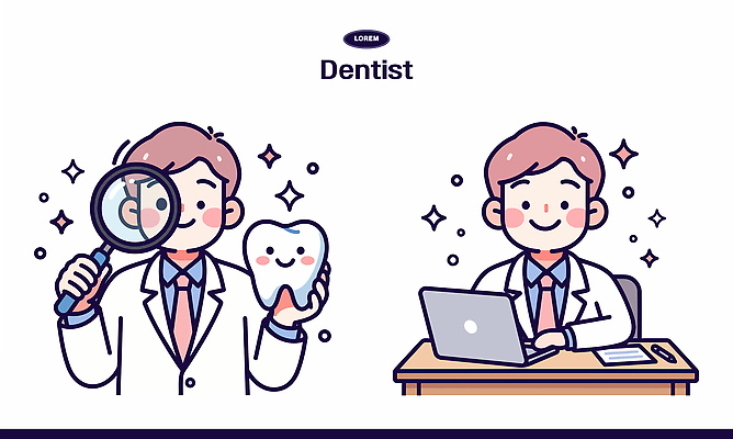 일러스트 의학 건강 밝음 치과 실험 관리 치료 진료 환자 의사 정보 도구 도움 치아 책상 서비스 검사_조사 치과의사 클리닉 세미나 국내일러스트 AI파일 가구 컨셉 병원 의료진 소화기관 파일형식 벡터