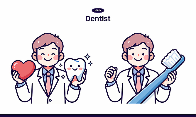 일러스트 건강 치과 미소 치료 진료 환자 의사 심장 치아 전문직 칫솔 구강 검사_조사 상담 치과의사 예방 교정 치과진료 국내일러스트 AI파일 직업 의학 표정 병원 위생용품 의료진 입 소화기관 장기_의학 파일형식 벡터