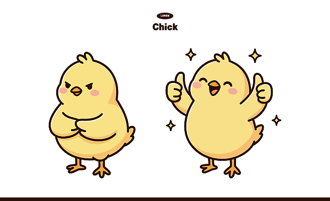 동물 캐릭터 행복 일러스트 장난 털 표정 병아리 웃음 친구 노란색 귀여움 유머 불만 소통 순간 애교 일러캐릭터 AI파일 감정 컬러 컨셉 관계 조류 파일형식 벡터
