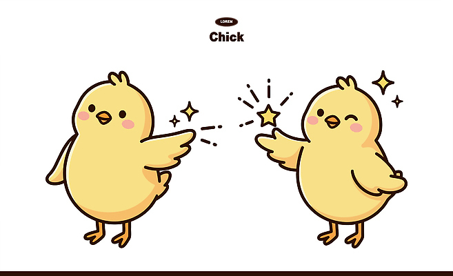 동물 캐릭터 손 감정 별 일러스트 모션 상상 털 표정 병아리 빛 노란색 작음 즐거움 만들기 일러캐릭터 AI파일 자연요소 컬러 조류 신체부위 크기 파일형식 벡터