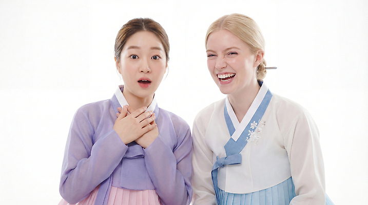 JPG 외국인 편집이미지 전통 옷 감정 문화 여유 얼굴 모션 한국 웃음 친구 촬영 놀람 한복 전통체험 소통 의료성형뷰티 편집실사 AI인물포토 AI콘텐츠 한국전통 아시아 컨셉 관계 표정 인종 신체부위 체험 전통의상 CG 파일형식 AI포토