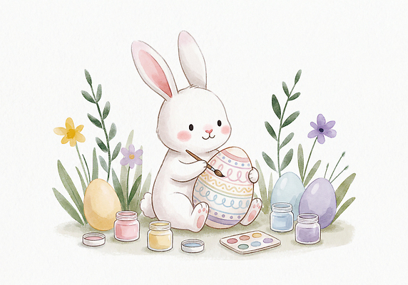 JPG 동물 꽃 예술 컬러 일러스트 모션 자연 생활 장난감 알 물감 봄 토끼 색칠 즐거움 그림 부활절계란 장면 꾸미기 핸드메이드 국내일러스트 AI일러스트 AI콘텐츠 식물 계절 감정 포유류 부활절 반려동물 계란 미술도구 생태계 파일형식