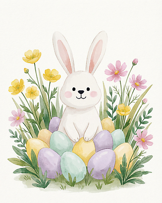 JPG 식물 동물 캐릭터 공원 꽃 컬러 일러스트 자연 장식 계란 축제 봄 토끼 즐거움 그림 부활절계란 국내일러스트 AI일러스트 AI콘텐츠 계절 공공시설 감정 포유류 부활절 반려동물 알 생태계 파일형식