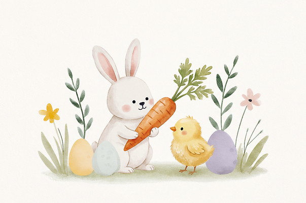 식물 계절 포유류 관계 조류 부활절 뿌리채소 반려동물 계란 알 생태계 파일형식 AI콘텐츠 토끼 병아리 당근 꽃 자연 동물 캐릭터 놀이 친구 채소 장식 그림 봄 컬러 잔디 일러스트 국내일러스트 JPG 부활절계란 AI일러스트