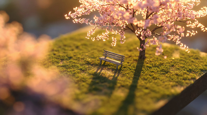 JPG 나무 편집이미지 꽃 벤치 자연 휴식 따뜻함 풍경 초원 햇빛 정원 봄 벚꽃 평지 나무그늘 오후 이미지편집 AI컴퓨터그래픽 AI콘텐츠 식물 계절 컨셉 의자 태양 그늘 땅 생태계 파일형식