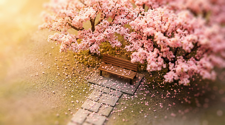 JPG 나무 편집이미지 공원 꽃잎 길 여유 벤치 자연 휴식 풍경 잔디 햇빛 봄 산책 벚꽃 이미지편집 AI컴퓨터그래픽 AI콘텐츠 식물 계절 공공시설 꽃 감정 컨셉 의자 태양 생태계 파일형식