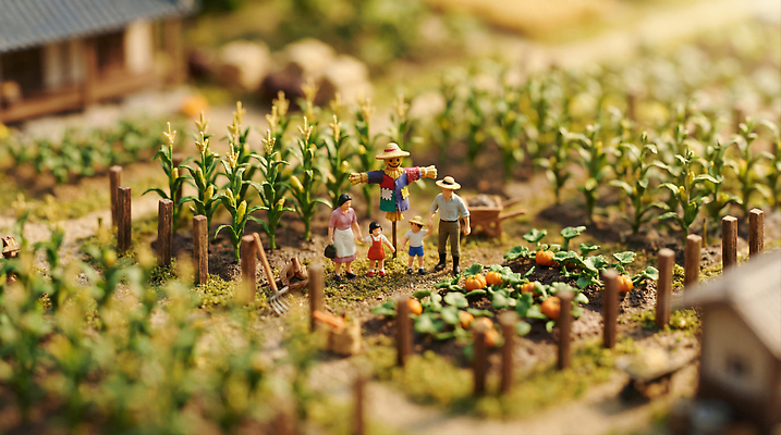 JPG 편집이미지 가족 호박 옥수수 풍경 농작물 부모 농장 경작 농사 수확 시골 작업 농부 저녁 이미지편집 AI컴퓨터그래픽 AI콘텐츠 직업 농업 채소 관계 곡류 야간 파일형식