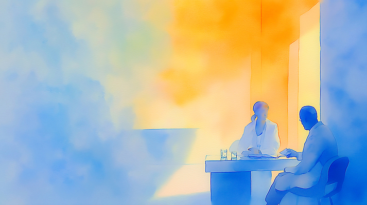 JPG 일러스트 의학 탁자 회의 대화 사람 앉기 일상 빛 사무실 공간 기록 업무 집중 분석 직원 문서 소통 전문 국내일러스트 AI일러스트 AI콘텐츠 가구 컨셉 비즈니스 모션 말하기 라이프 작업 파일형식