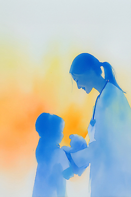 JPG 어린이 인형 백그라운드 일러스트 의학 수채화 안내 건강 병원 사랑 미소 치료 파란색 장난감 주황색 기쁨 의사 도움 실험실 소통 연대 국내일러스트 AI일러스트 AI콘텐츠 감정 컬러 컨셉 표정 실험 사람 의료진 파일형식