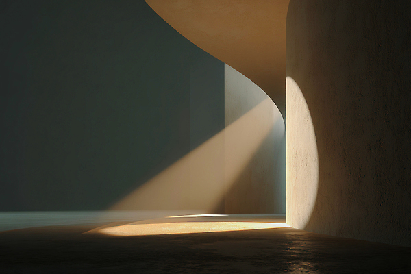 JPG 모양 편집이미지 디자인 건축 예술 벽 곡선 조명 바닥 실내 밝음 그림자 빛 어둠 고요 공간 이미지편집 AI컴퓨터그래픽 AI콘텐츠 선 내부 파일형식