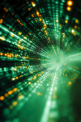 JPG 편집이미지 인터넷 추상 기술 초록색 빛 노란색 디지털 자료 공간 흐름 점 터널 깊이 효과 이미지편집 AI컴퓨터그래픽 AI콘텐츠 길 컬러 컨셉 무늬 파일형식