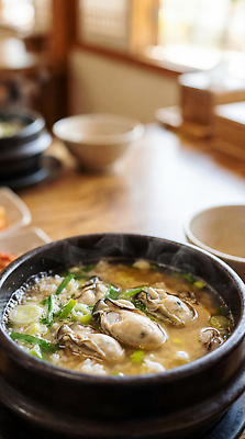 JPG 편집이미지 한식 음식 바다 채소 재료 식탁 조개 한국 요리 식당 식사 굴 해산물 간장 굴국밥 조개탕 편집실사 AI포토 AI콘텐츠 아시아 탁자 어패류 상점 양념 CG 탕 국밥 파일형식