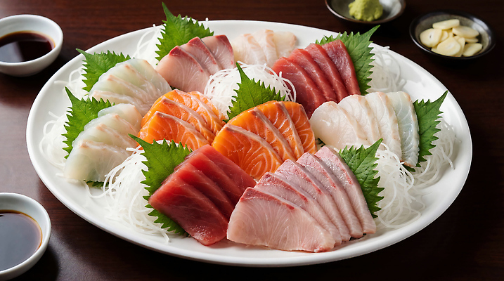 JPG 편집이미지 접시 음식 채소 어류 요리 식사 회 신선 고추냉이 해산물 간장 모듬회 회전초밥 일본음식 편집실사 AI포토 AI콘텐츠 식기 수중동물 초밥 양념 CG 파일형식