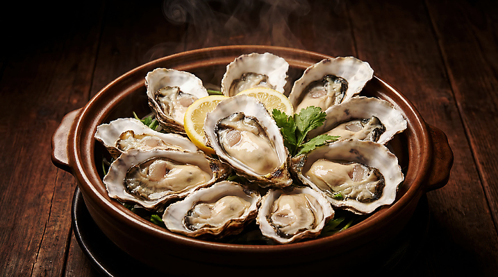 JPG 편집이미지 접시 한식 자연 식탁 요리 식사 해물요리 굴 신선 고수 맛 레몬 해산물 레시피 편집실사 AI포토 AI콘텐츠 식기 음식 컨셉 과일 탁자 어패류 향신료 CG 생태계 파일형식