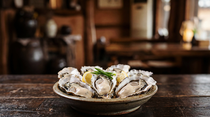 JPG 나무 편집이미지 접시 음식 바다 재료 식탁 요리 주방 식사 굴 신선 레몬 해산물 레시피 편집실사 AI포토 AI콘텐츠 식물 식기 과일 탁자 어패류 CG 파일형식