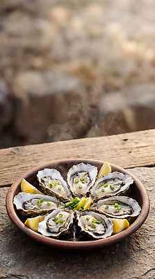 JPG 나무 편집이미지 접시 음식 바다 자연 탁자 따뜻함 요리 식사 굴 맛 레몬 해산물 부추 편집실사 AI포토 AI콘텐츠 식물 식기 가구 컨셉 채소 과일 어패류 CG 생태계 파일형식