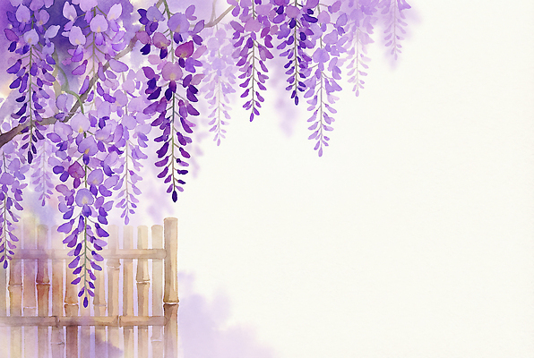JPG 나무 식물 꽃 줄기 백그라운드 잎 일러스트 자연 수채화 장식 울타리 정원 보라색 공간 그리기 조경 등나무 뷰티풀 국내일러스트 AI일러스트 AI콘텐츠 컬러 모션 담장 생태계 파일형식