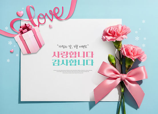 PSD 편집이미지 기념일 꽃 리본 분홍색 선물 사랑 이벤트 장식 카네이션 감사 가정의달 더치토끼 이미지편집 식물 감정 컬러 토끼 5월 파일형식
