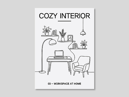 식물 디자인 의자 일러스트 조명 선반 주택 실내 장식 인테리어 컴퓨터 사무실 공간 램프 서재 편안함 책상 스타일 국내일러스트 AI파일 가구 비즈니스 내부 건물 전자제품 감각 파일형식 벡터