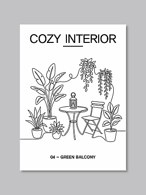 식물 디자인 의자 일러스트 탁자 조명 주택 실내 생활 장식 초록색 인테리어 공간 발코니 그리기 오브젝트 국내일러스트 AI파일 컬러 가구 모션 내부 건물 파일형식 벡터