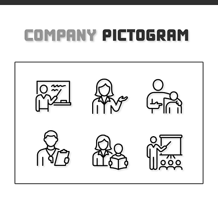아이콘 교육 회사 비즈니스 모션 표시 협력 사람 치료 픽토그램 강사 자료 의사 정보 발표 군중 상호작용 2D아이콘 AI파일 직업 의학 의료진 파일형식 벡터