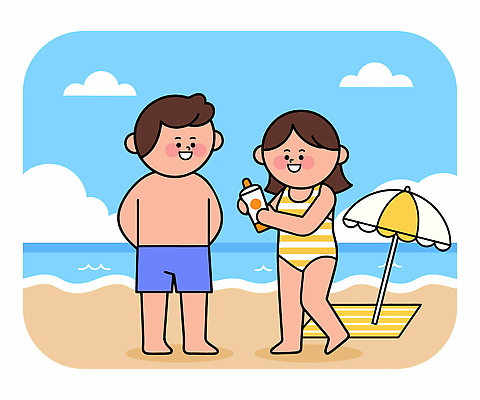 수영복 모래 바다 일러스트 장난 가족 모션 놀이 날씨 휴가 소녀 소년 해변 여름 친구 햇빛 태양 파라솔 선크림 즐거움 국내일러스트 AI파일 자연요소 옷 계절 여자 남자 감정 어린이 관계 화장품 파일형식 벡터