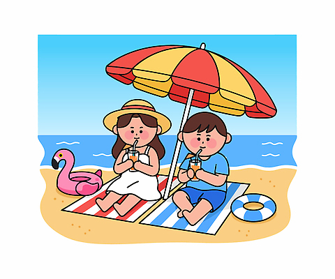 계절 감정 바다 컨셉 관계 조류 사람 수상스포츠 파일형식 벡터 해변 여름 어린이 음료 파라솔 모래사장 튜브 플라밍고 모션 친구 즐거움 놀이 컬러 모래 수영 휴식 가족 국내일러스트 일러스트 AI파일