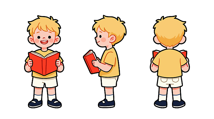 손 옷 행복 어린이 신발 일러스트 모션 소년 생활 책 학습 독서 노란색 두개 교양 흰색 방향 읽기 국내일러스트 AI파일 교육 남자 감정 컬러 2 사람 신체부위 파일형식 벡터