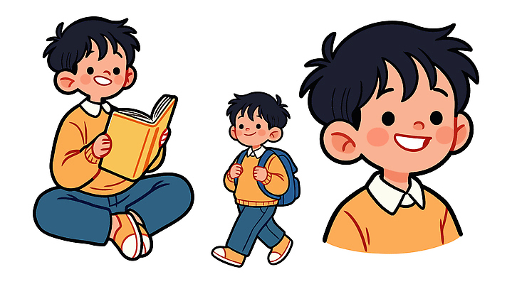 교육 행복 어린이 패턴 가방 일러스트 학교 모션 웃음 앉기 일상 책 친구 학습 독서 걷기 읽기 즐거움 등하교 국내일러스트 AI파일 잡화 감정 무늬 관계 표정 사람 라이프 파일형식 벡터
