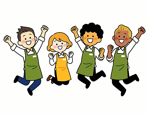 행복 일러스트 모션 협력 표정 작업복 이벤트 여러명 환경 상점 점프 기쁨 서비스업 직원 즐거움 바쁨 소통 소상공인 상호작용 국내일러스트 AI파일 직업 옷 감정 산업 다수 컨셉 사람 경제 상인 파일형식 벡터