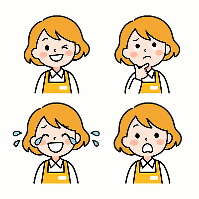 캐릭터 행복 감정 생각 일러스트 표정 웃음 사람 놀람 기쁨 슬픔 눈물 고민 걱정 의심 심리 소상공인 국내일러스트 AI파일 직업 경제 상인 파일형식 벡터