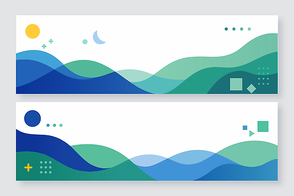 모양 템플릿 디자인 배너템플릿 가로배너 예술 파도 컬러 백그라운드 패턴 모션 자연 그래픽 초록색 물 파란색 햇빛 스크린 흐름 달 기하학 평면 배너세트 AI파일 자연요소 배너 바다 컨셉 무늬 가로 세트 태양 생태계 파일형식 벡터