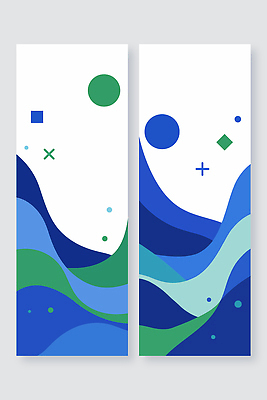 도형 템플릿 배너 컬러 무늬 세로 세트 파일형식 벡터 그래픽 디자인 기하학 물결 패턴 파란색 초록색 모양 원형 사각형 선 대칭 추상 예술 백그라운드 심플 조화 AI파일 배너세트 세로배너 배너템플릿