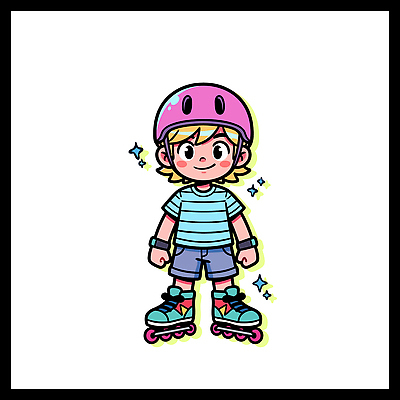 캐릭터 어린이 스포츠 일러스트 반바지 모션 놀이 웃음 안전 여름 운동 스케이팅 롤러블레이드 헬멧 즐거움 착용 국내일러스트 AI파일 계절 감정 바지 겨울스포츠 표정 건강 사람 취미 보호장비 파일형식 벡터